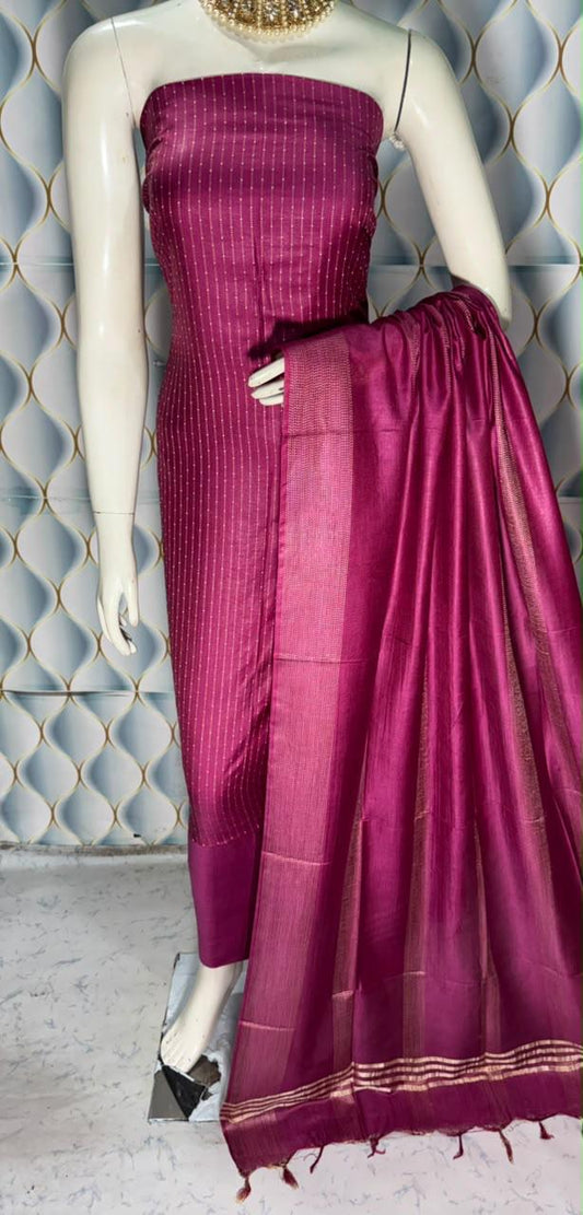 Bhagalpuri Katan Silk 3PC Unstitched Suit