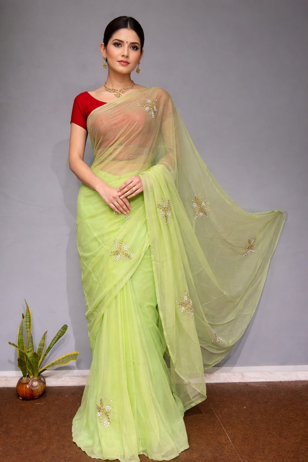 Pure Jaipuri Chiffon Saree