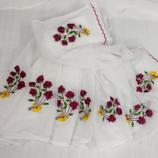 Kota cotton embroidery work Saree