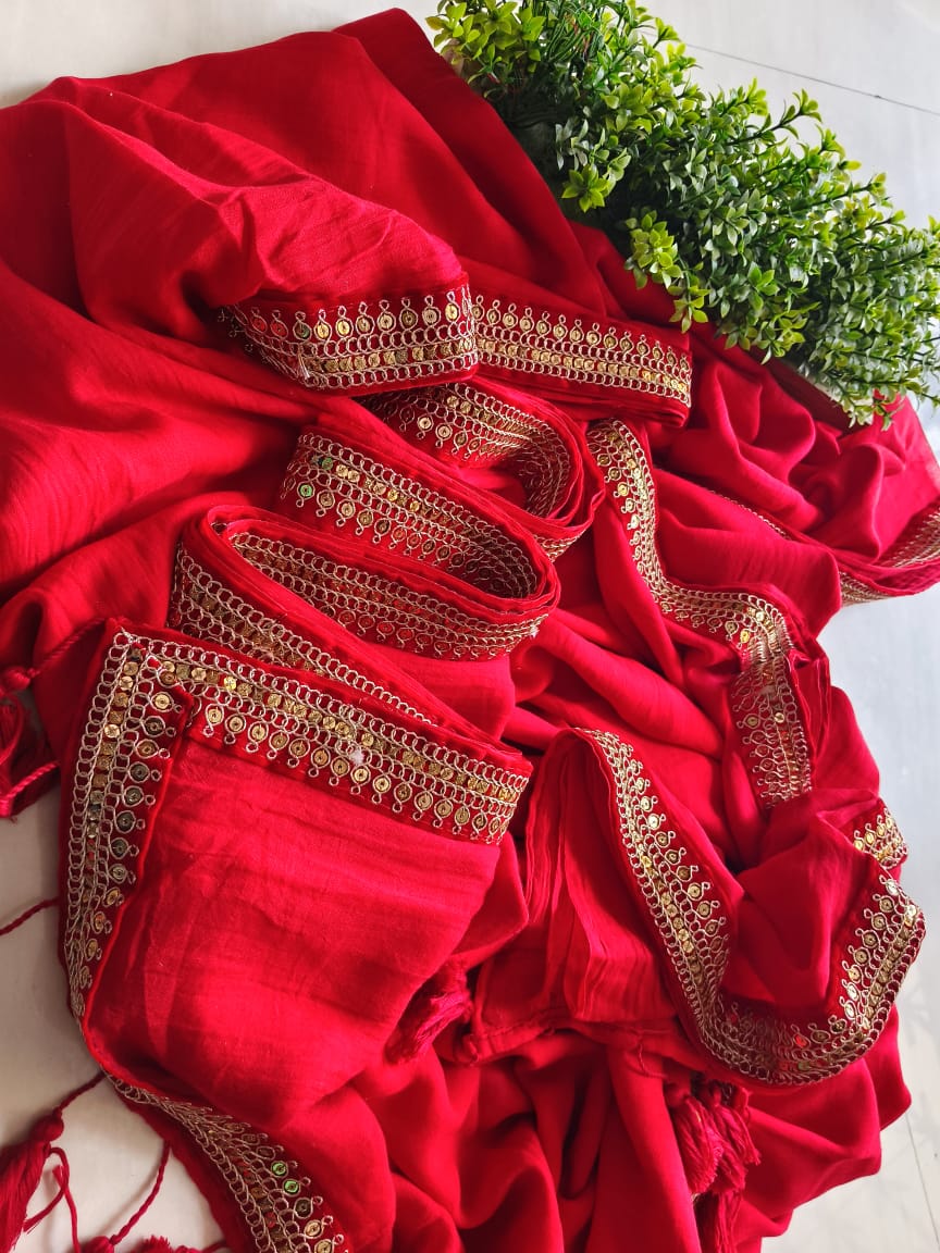 Beautiful Cotton Mulmul  Saree  Lace Border