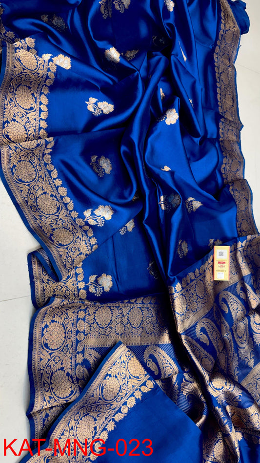 Pure Banarasi  Mango silk Saree With Contrast blouse