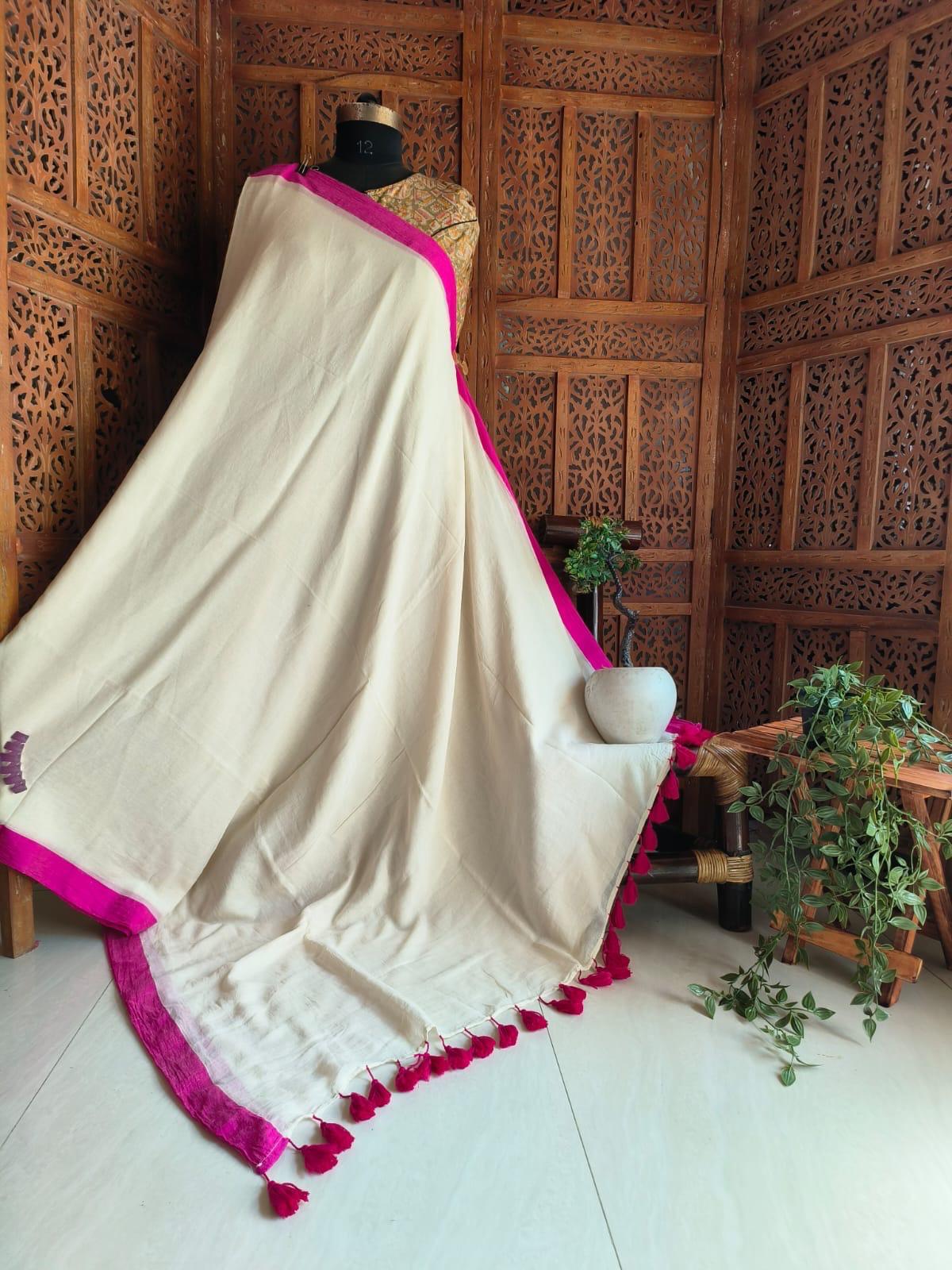 Beautiful Cotton Mulmul  Saree