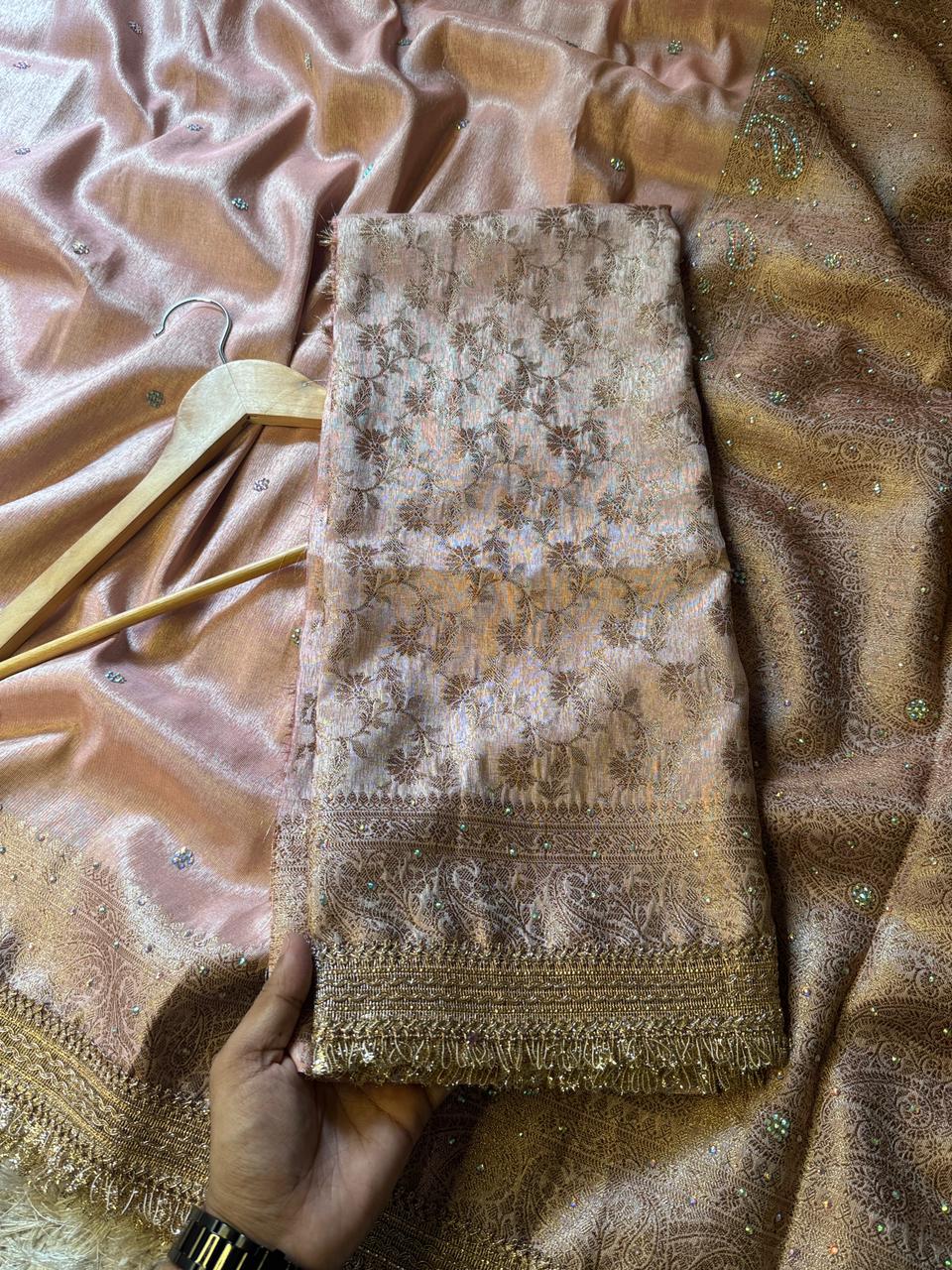 Banarasi Tissue Silk Saree With lace work border