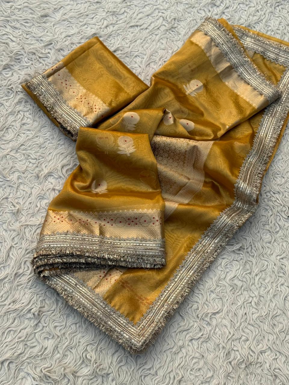 Banarasi Tissue Silk Saree With lace work border