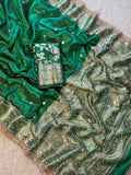 Banarasi Tissue Silk Saree With beautiful  borders with mirror  work