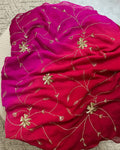 Pure Jaipuri Chiffon Jaal Work Saree With Blouse