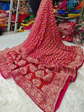 Pure khaddi Georgette Dupatta With Bandhani Zari