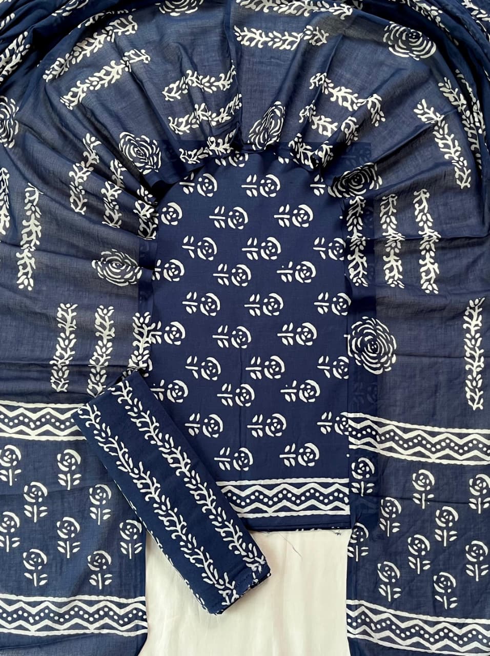 Exclusive new hand block printed cotton suits with cotton duptta