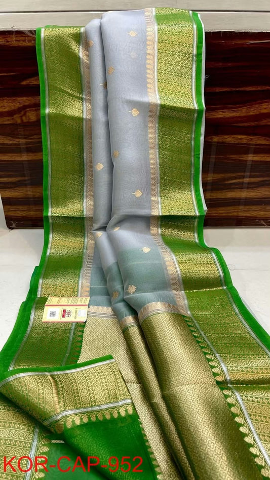 Banarasi Semi Kora Organza Dyeable Silk Saree