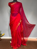 Pure Diamond Chiffon Beautiful Zari Border Work Saree With Blouse