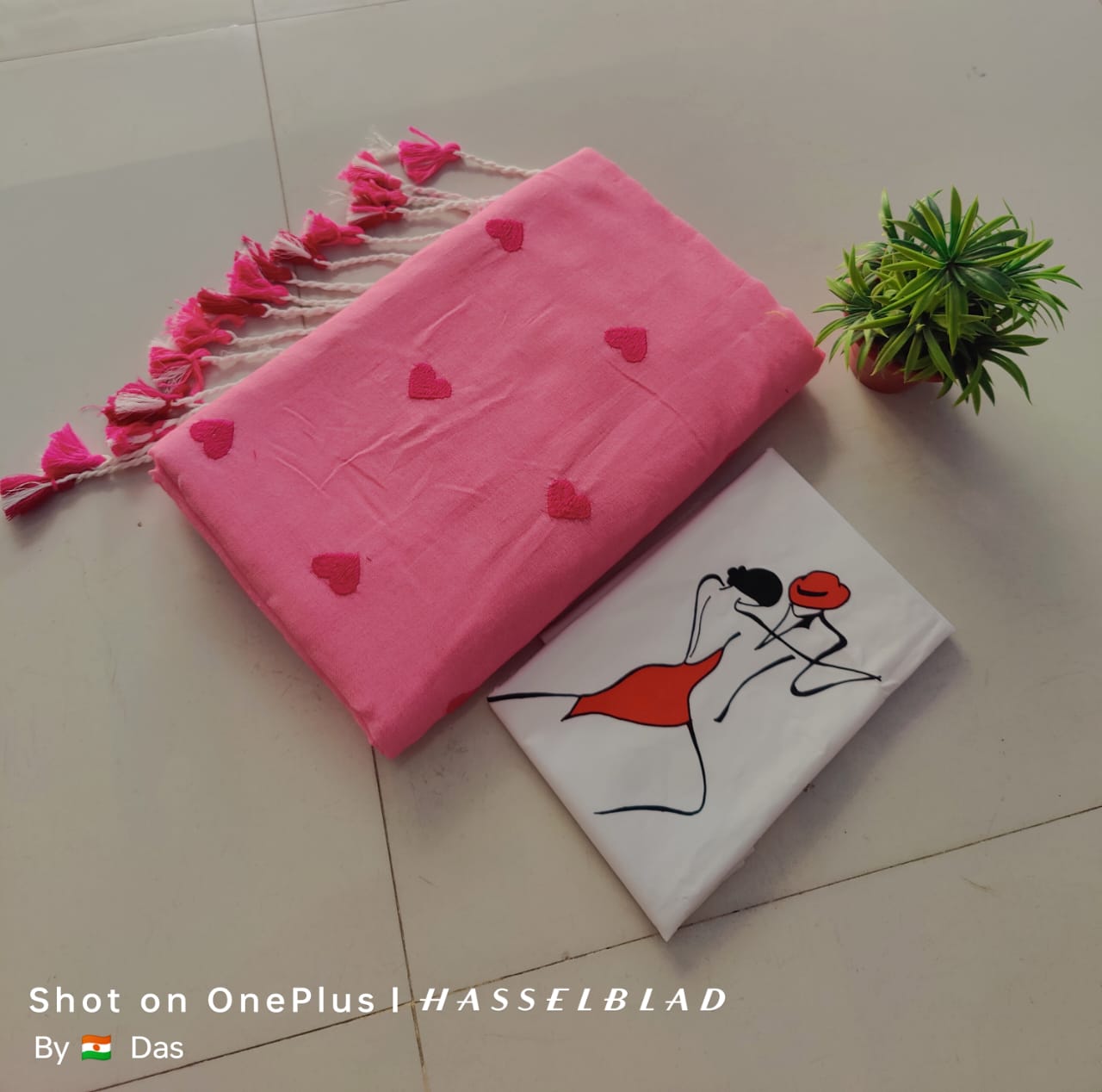 Beautiful Love Embroidery  Khaddi Cotton Saree