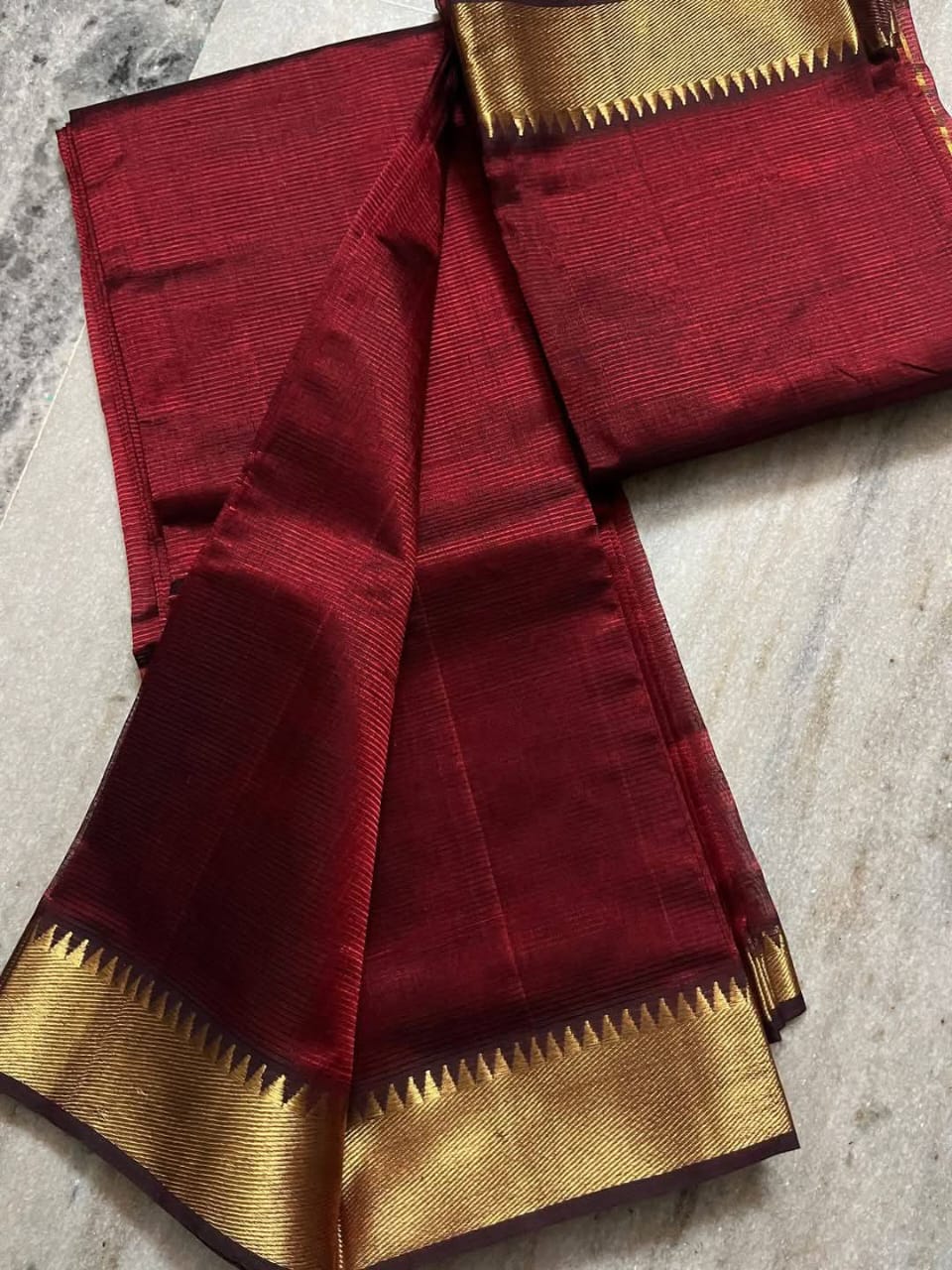 Pure Cotton Silk Mangalagiri Saree With  Blouse