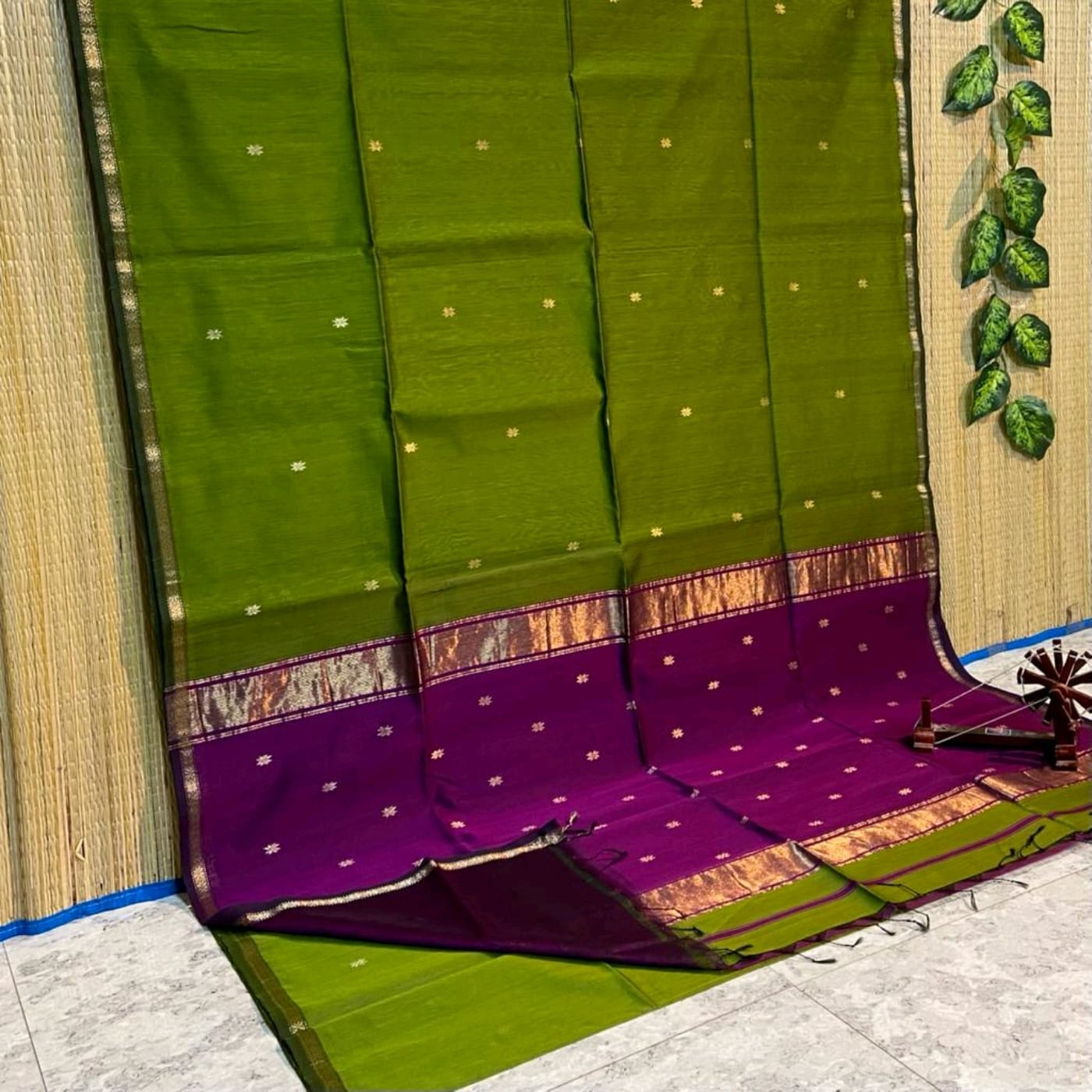 Maheshwari Cotton Silk Zari Work Saree With Blouse