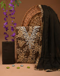 Designer gota patti hand work cotton  unstitched suit with chiffon   dupatta