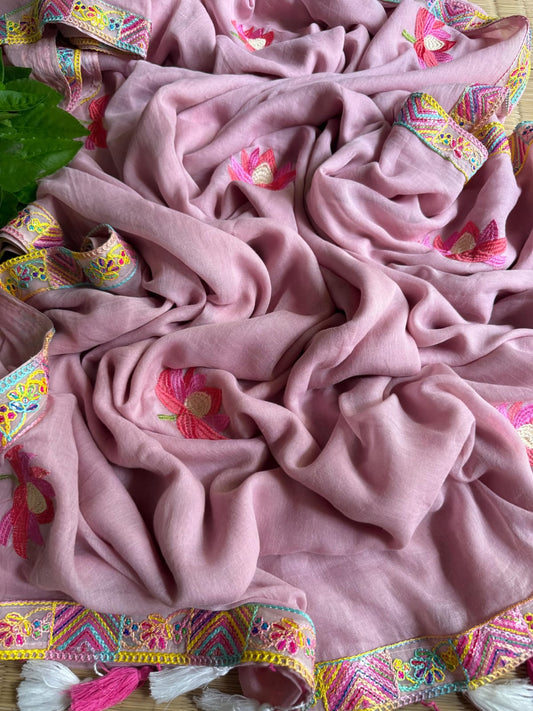 Premium Pure Mulmul Cotton Saree with Designer Lace Border