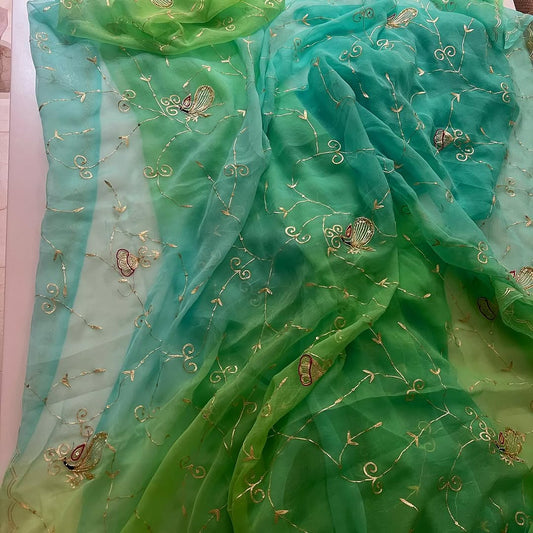 Pure Jaipuri Chiffon Jaal Work Saree With Beautiful Rajputi look and Running Blouse