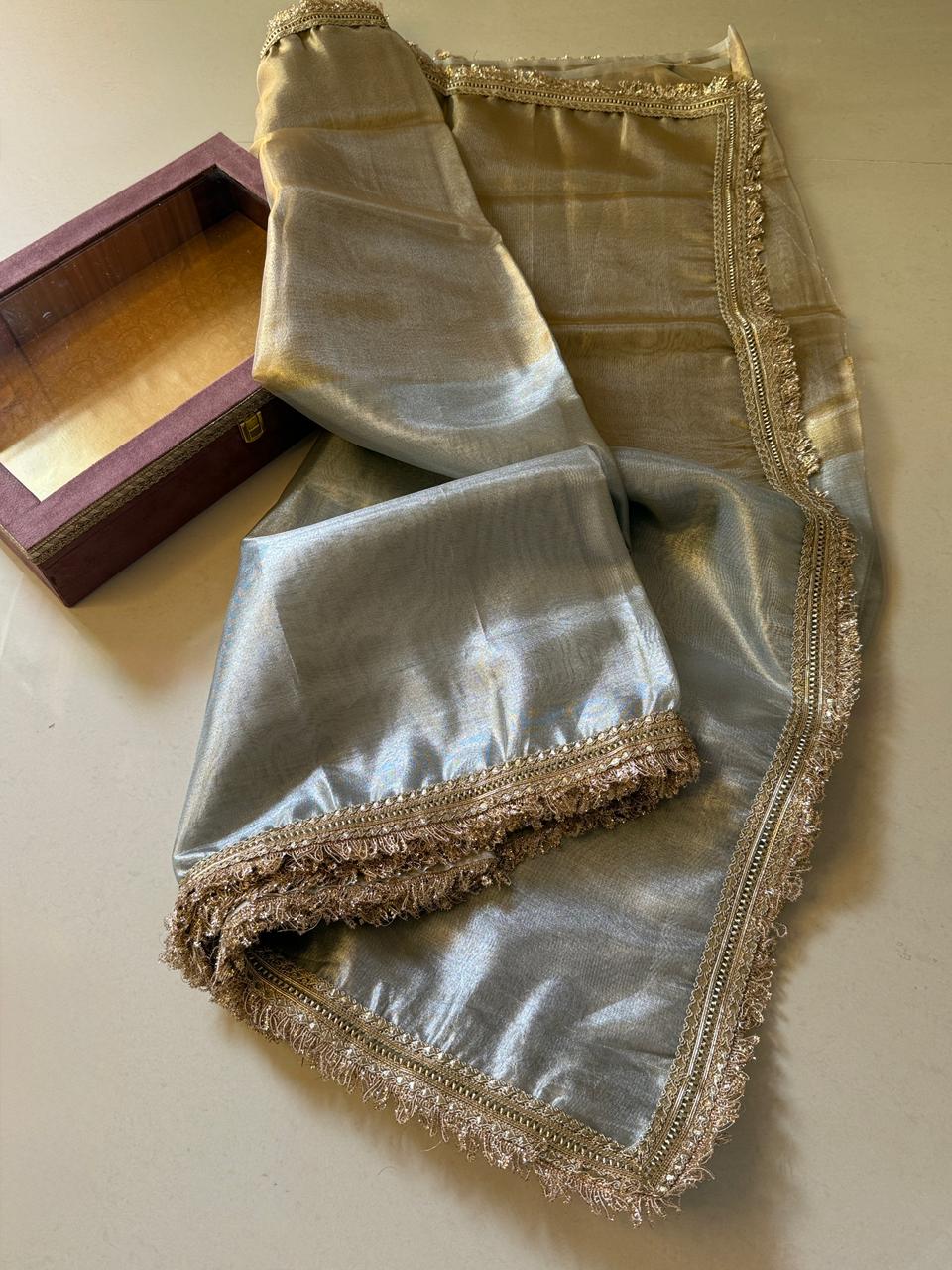Banarasi Tissue Silk Saree With lace work border