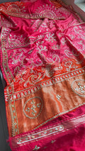 Pure Munga Silk Gotta Patti Work Saree With Blouse