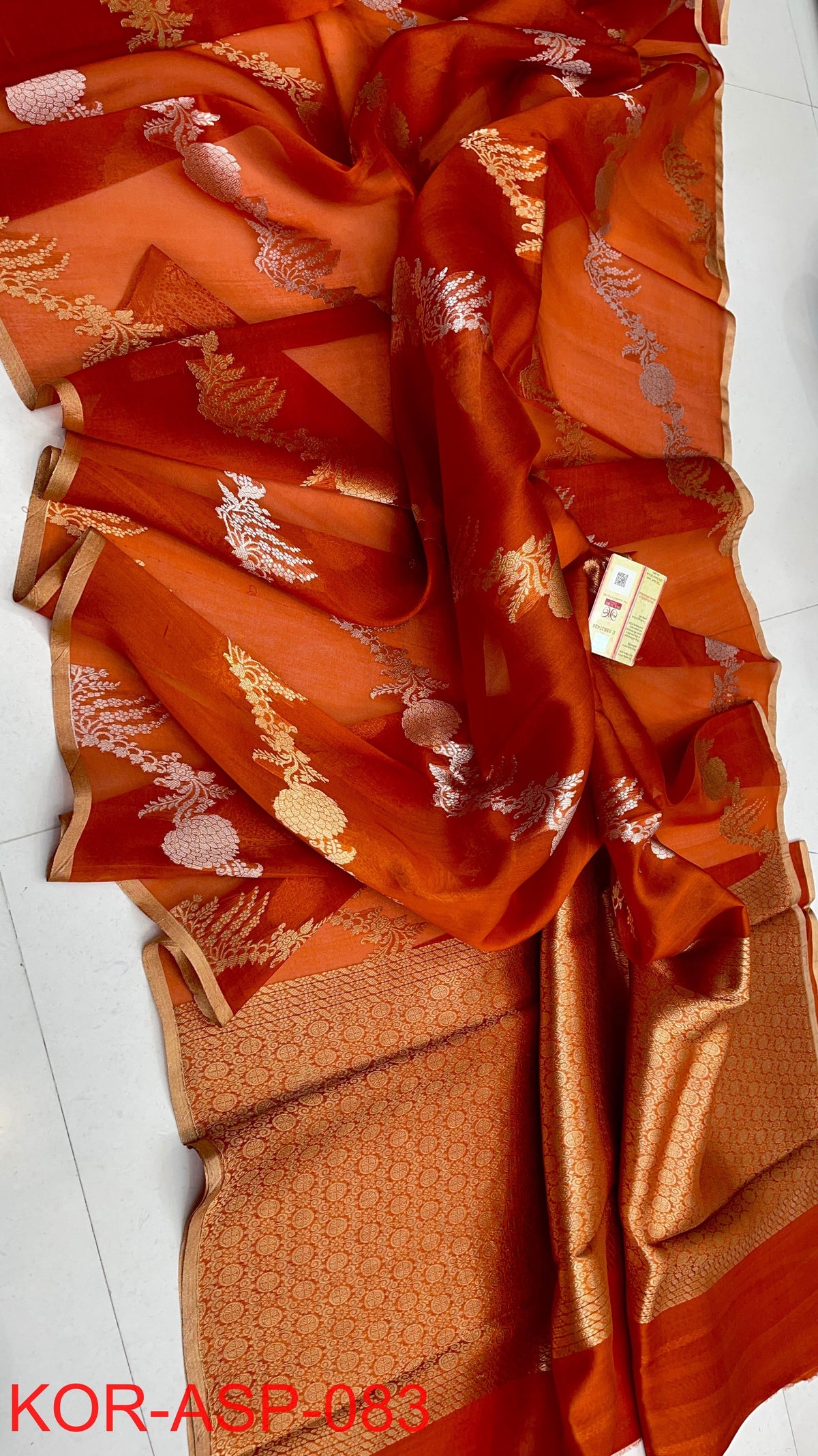 Pure Handloom banarasi  kora Silk Saree With Blouse