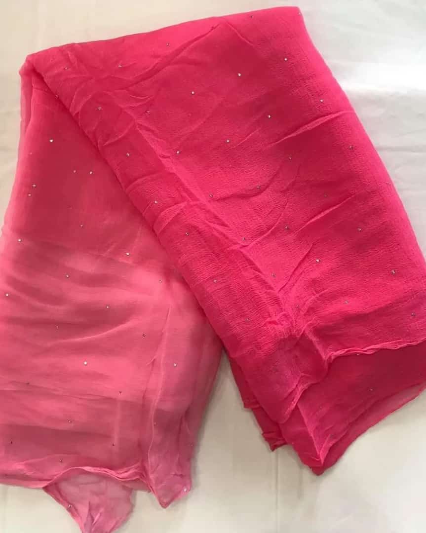 Pure jaipuri chiffon saree with beautiful mukaish work