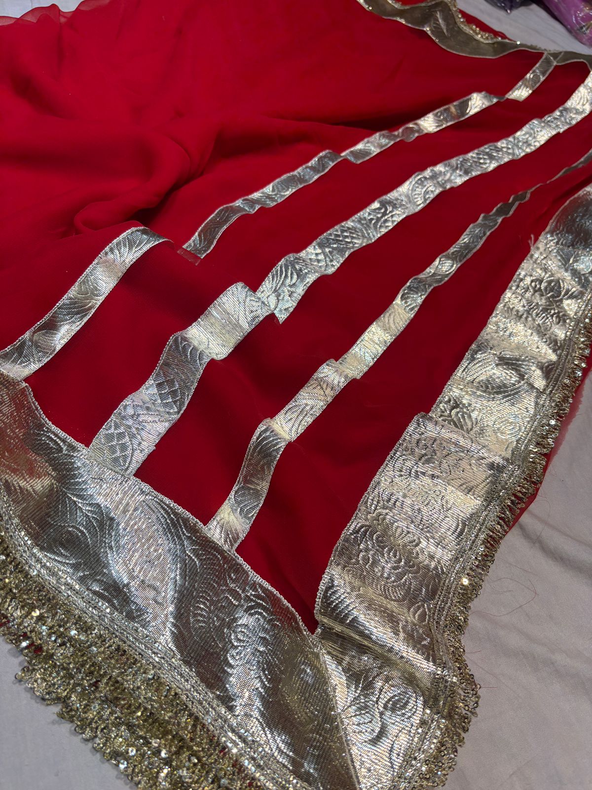 Beautiful Georgette Gota  Patti  Work Saree