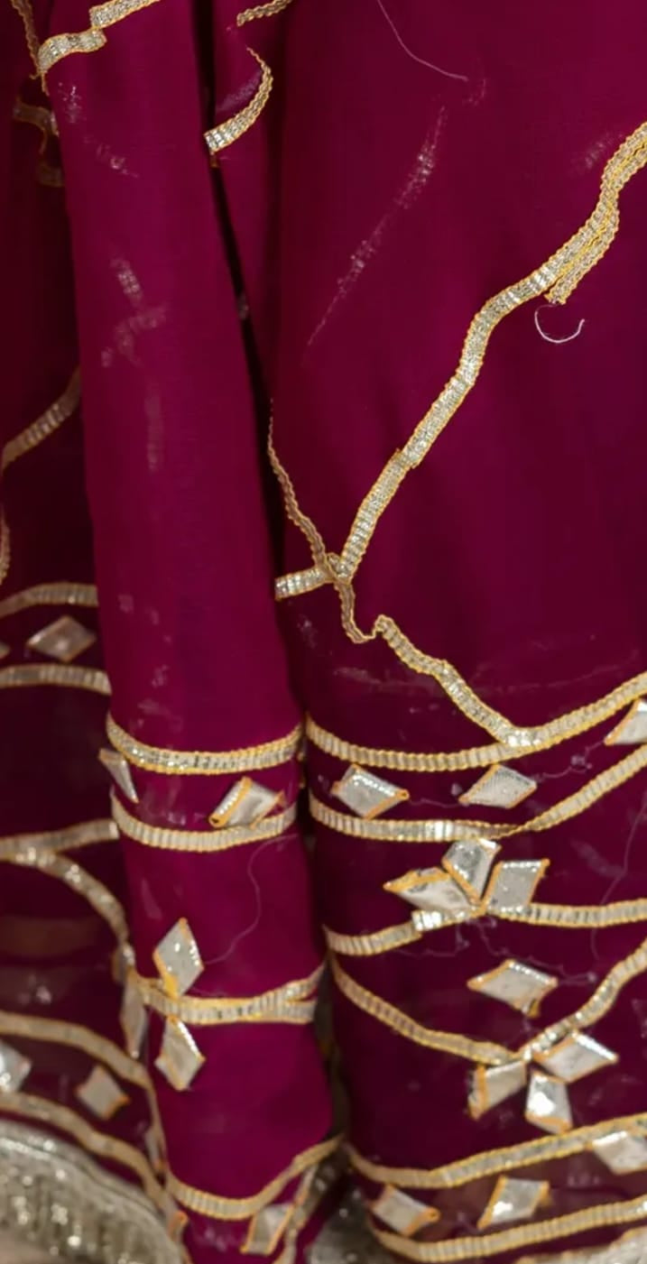 Pure Diamond Chiffon Gota Patti  Work Saree With Blouse
