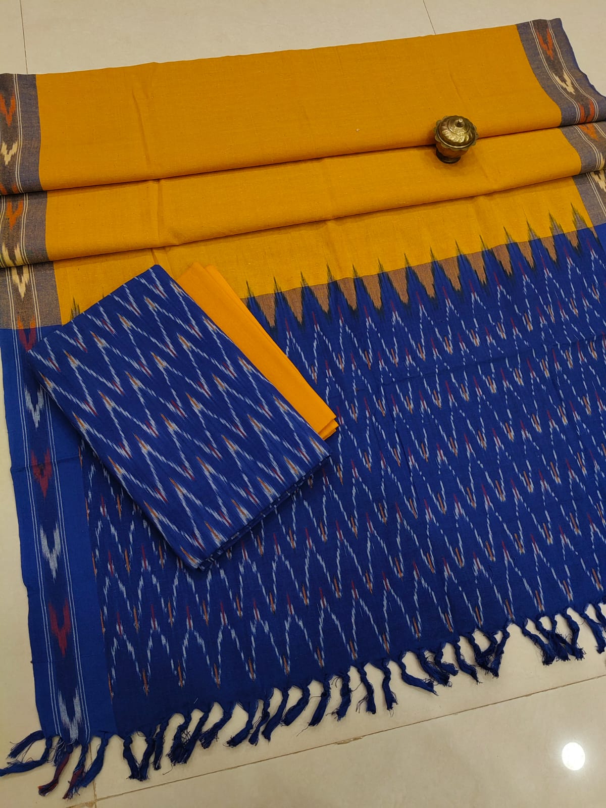 Pure  ikkat Cotton Unstitched Suit With Dupatta