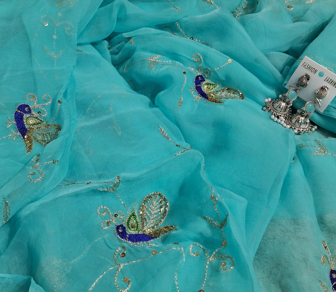 Pure Diamond Chiffon Saree With Blouse