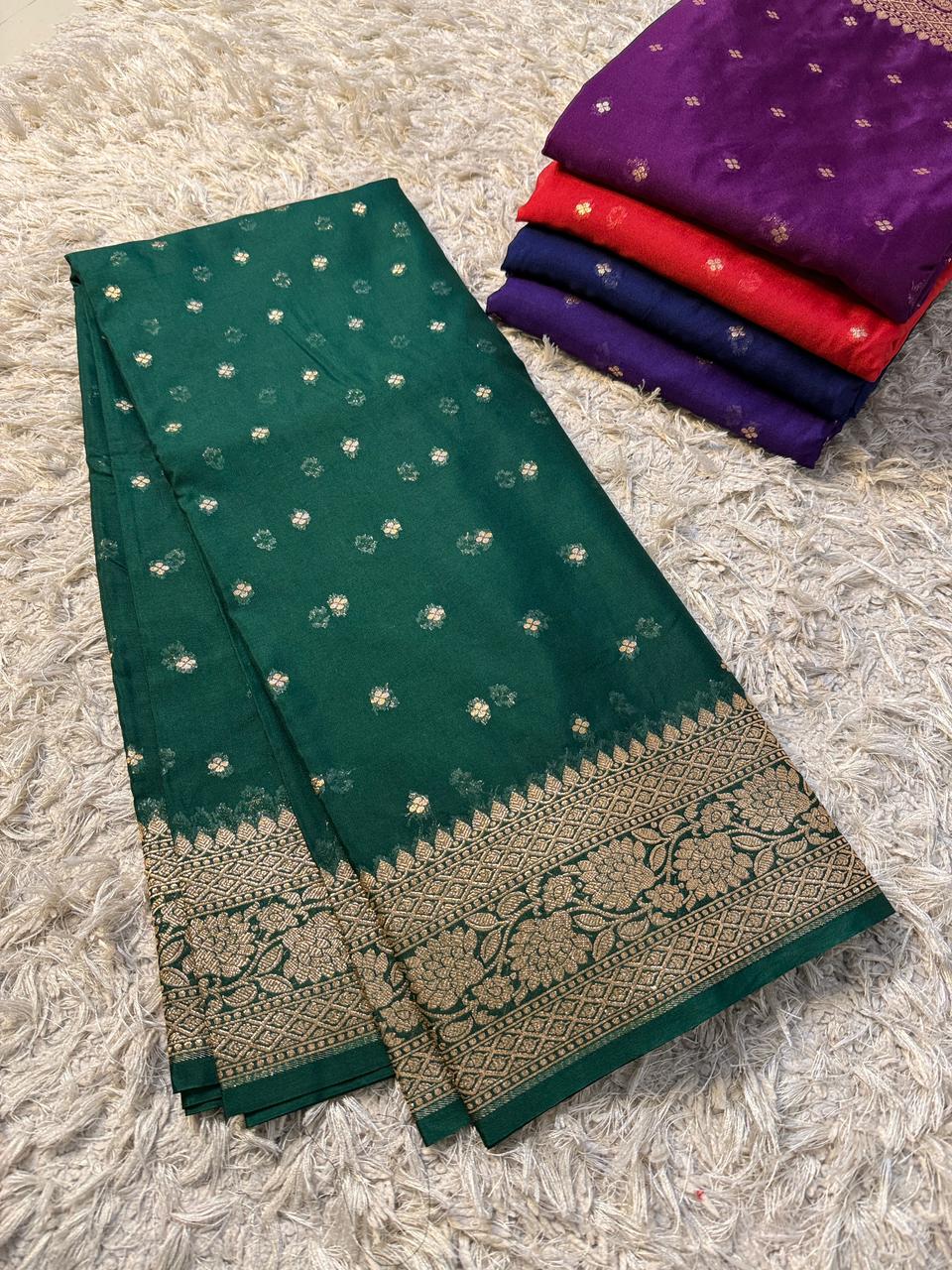 Designer Banarasi Handloom Semi Khaddi Georgette silk Saree with allover Zari