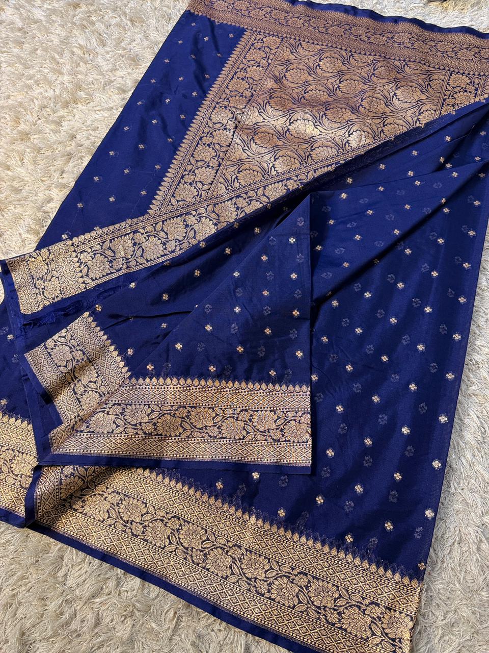 Designer Banarasi Handloom Semi Khaddi Georgette silk Saree with allover Zari