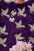 Beautiful Pure Jaipuri Chiffon 13 big Bird motif work Saree with blouse