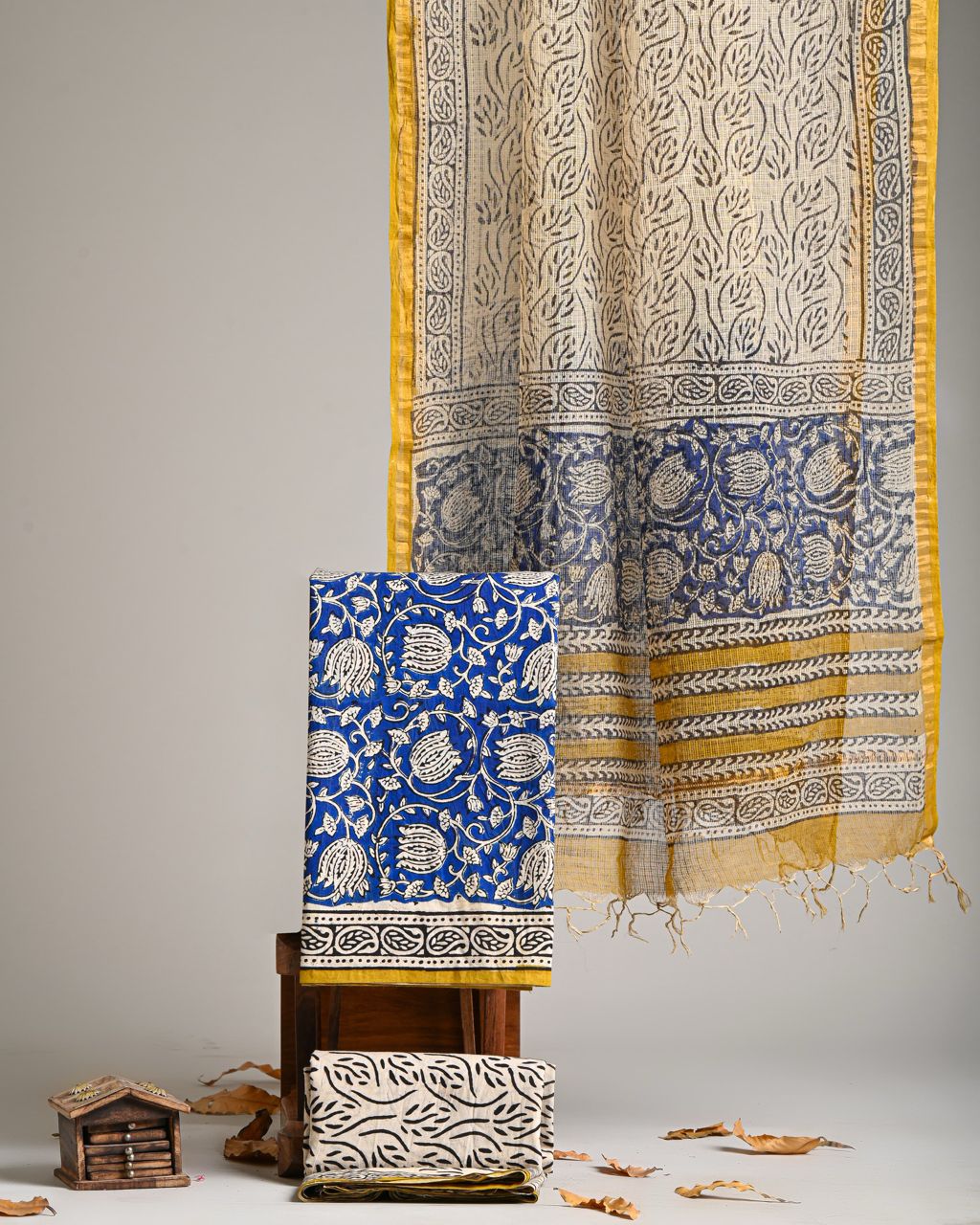Pure Cotton Hand Block Print Suit With Kota Doriya Dupatta