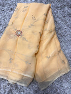 Pure Jaipuri Chiffon Jaal Work Saree With Beautiful Rajputi look and Running Blouse
