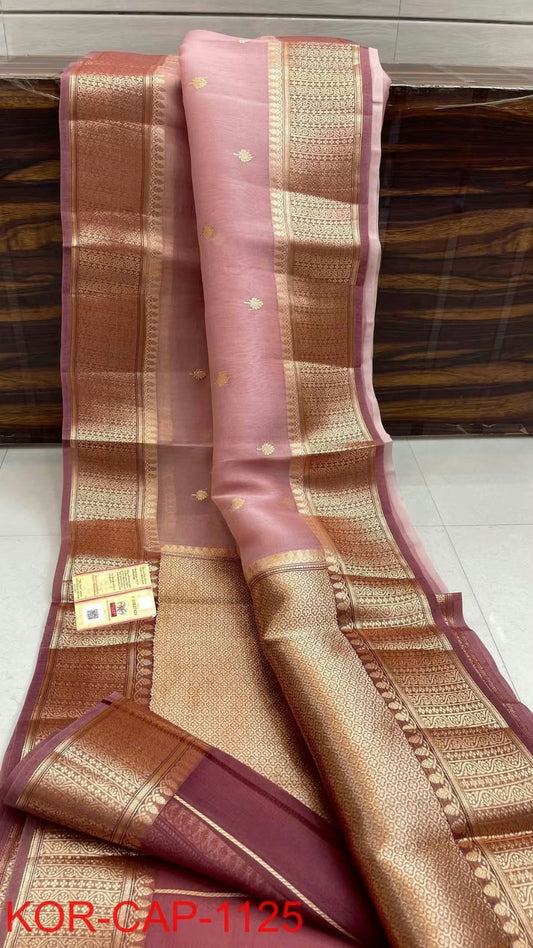 Banarasi Semi Kora Organza Dyeable Silk Saree