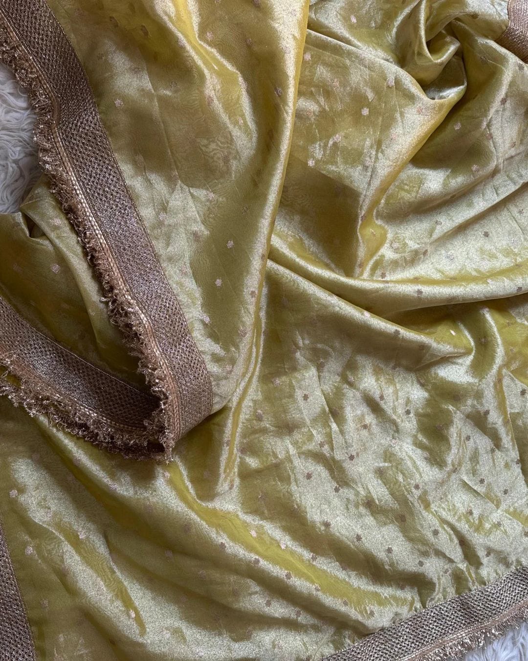 Banarasi Tissue Silk Saree with Broad Shiny lace Work