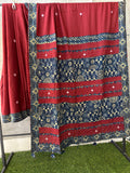 Pure Mul Cotton Saree With Ajrakh Mirror Work