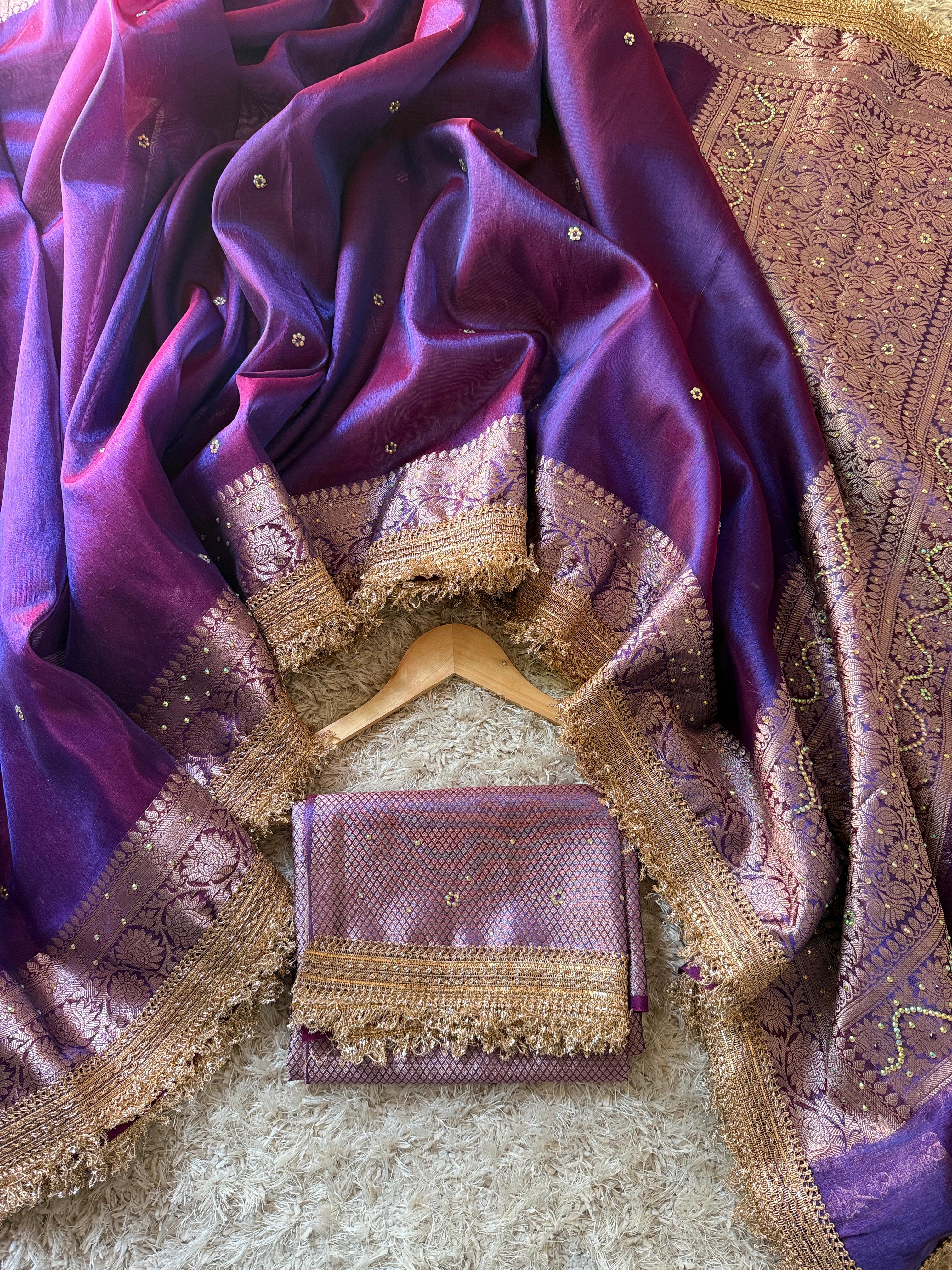 Banarasi Tissue Silk Saree With lace work border
