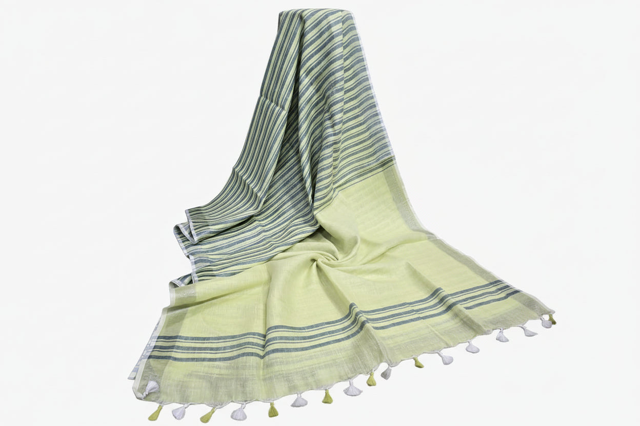 Pure Linen By Linen  Saree With  Blouse