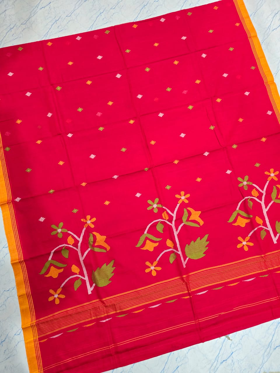 Pure Cotton needle work jamdani Saree