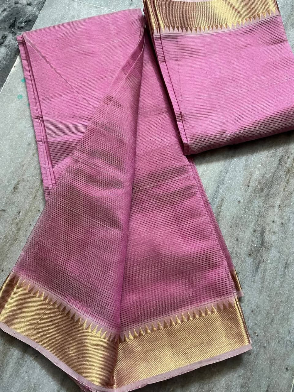Pure Cotton Silk Mangalagiri Saree With  Blouse