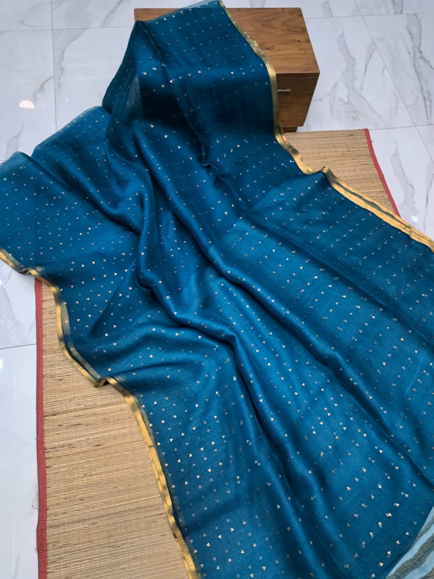 Bengal Handloom Pure Muslin Silk Saree With ( Silk Mark Certified)