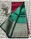 Pure Cotton Silk Mangalagiri Saree With Running Blouse .