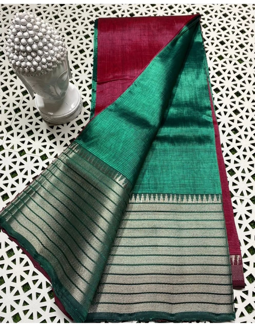 Pure Cotton Silk Mangalagiri Saree With Running Blouse .