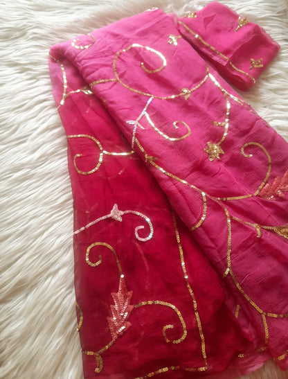 Pure Jaipuri Chiffon Jaal Work Saree With Blouse