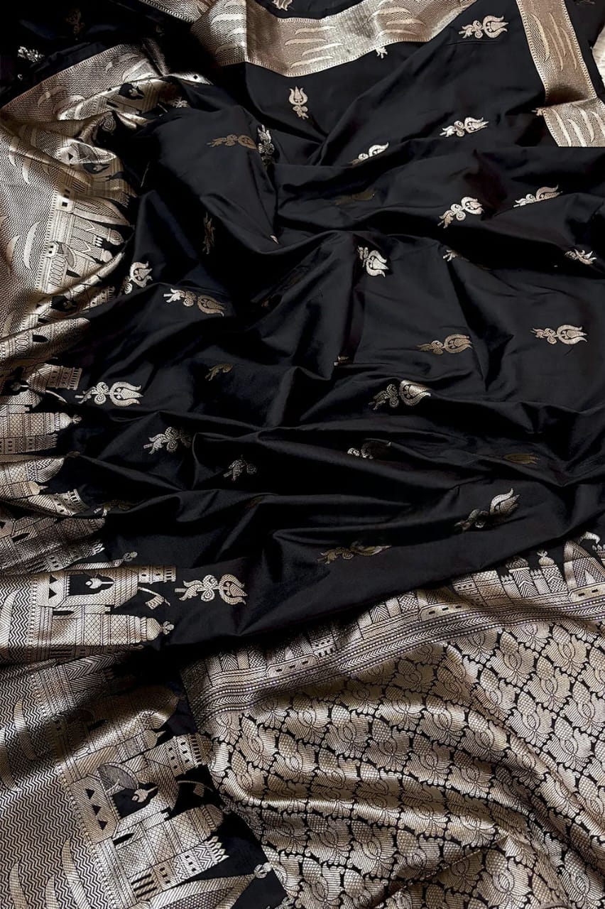 Banarasi Ganga Ghat katan silk saree