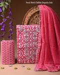 Designer gota patti hand work cotton  unstitched suit with chiffon   dupatta