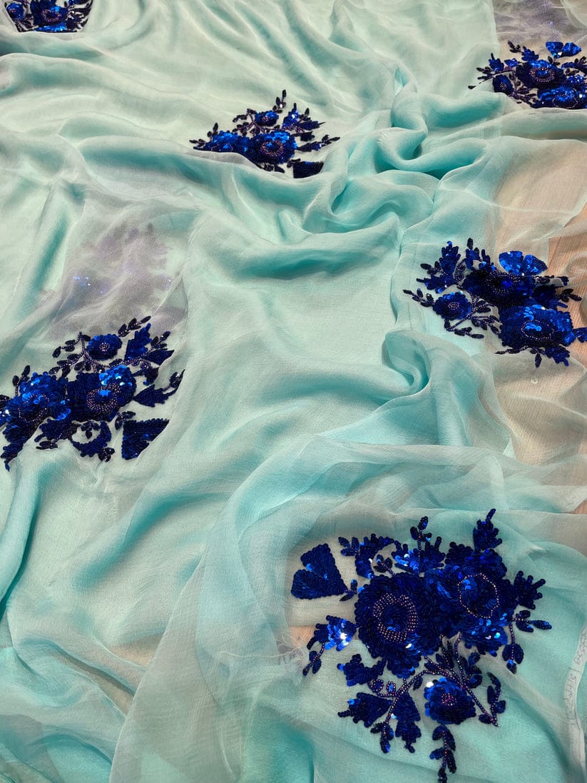 Pure Chiffon Jaipuri Beautiful motif  Work Saree