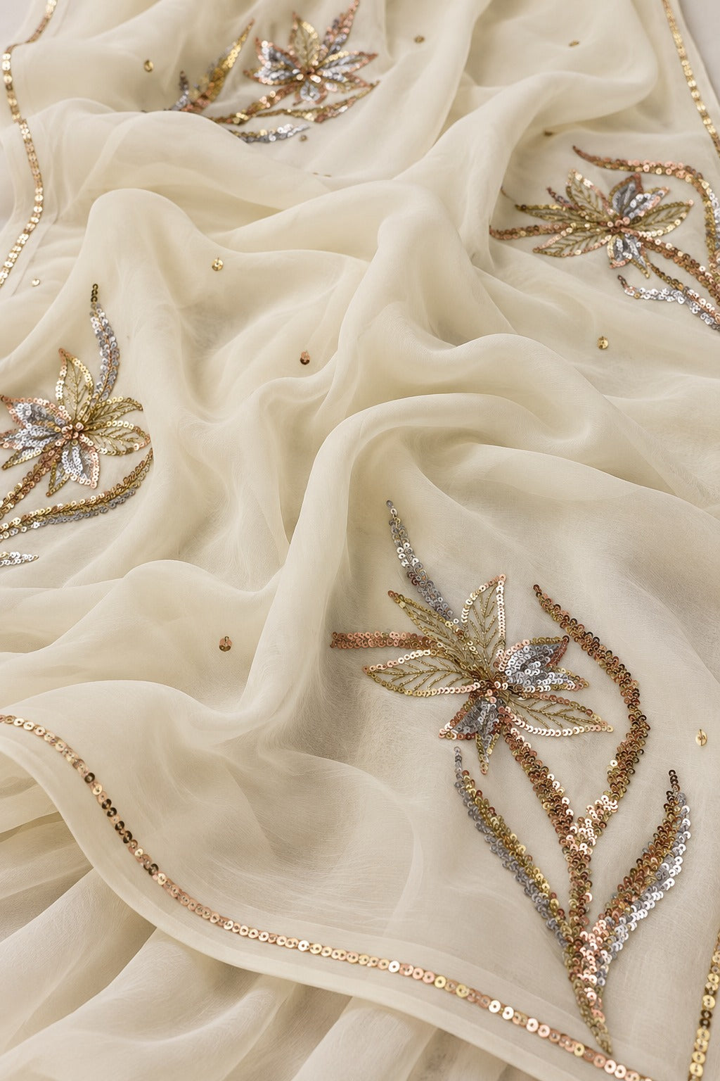 Pure Jaipuri Chiffon Hand-work motif work saree with  blouse