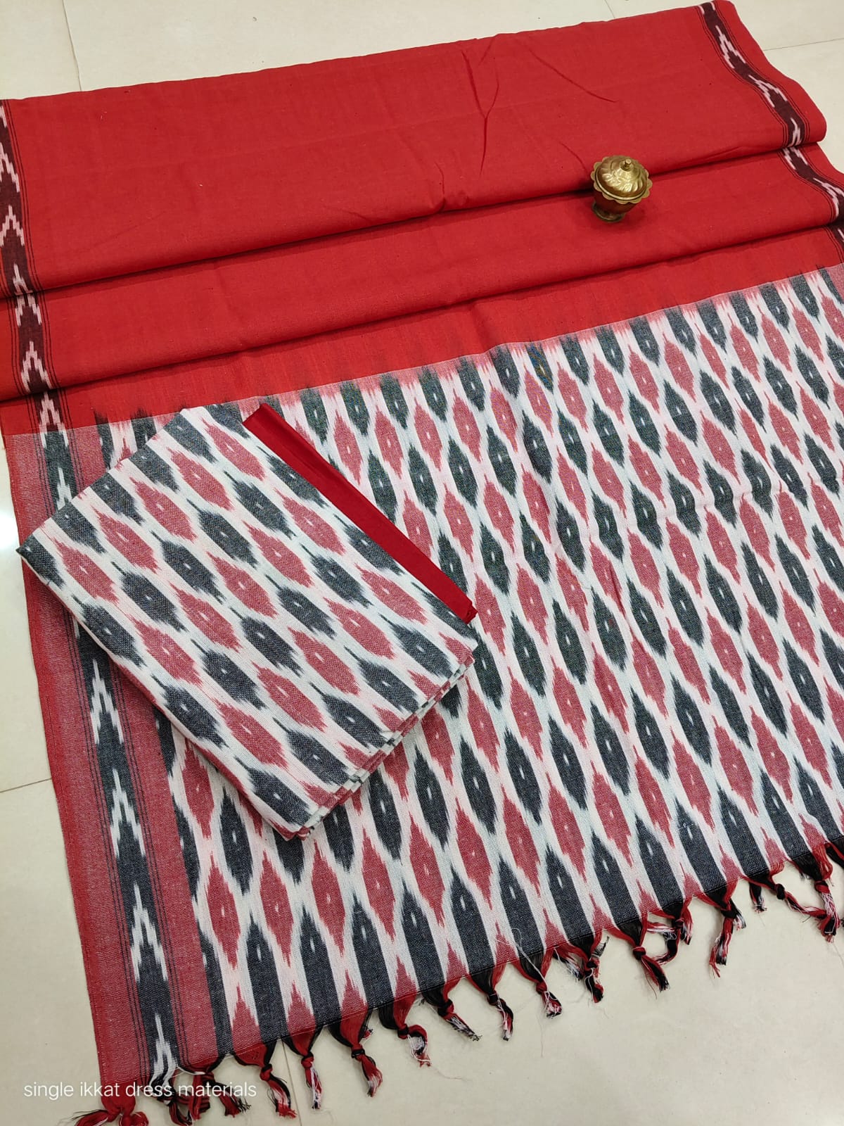 Pure  ikkat Cotton Unstitched Suit With Dupatta