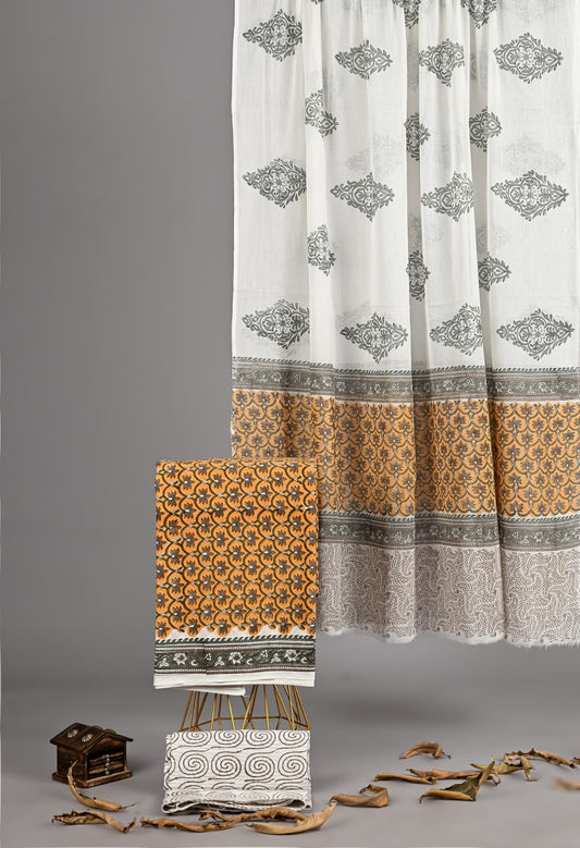 Exclusive new hand block printed cotton suits with cotton duptta